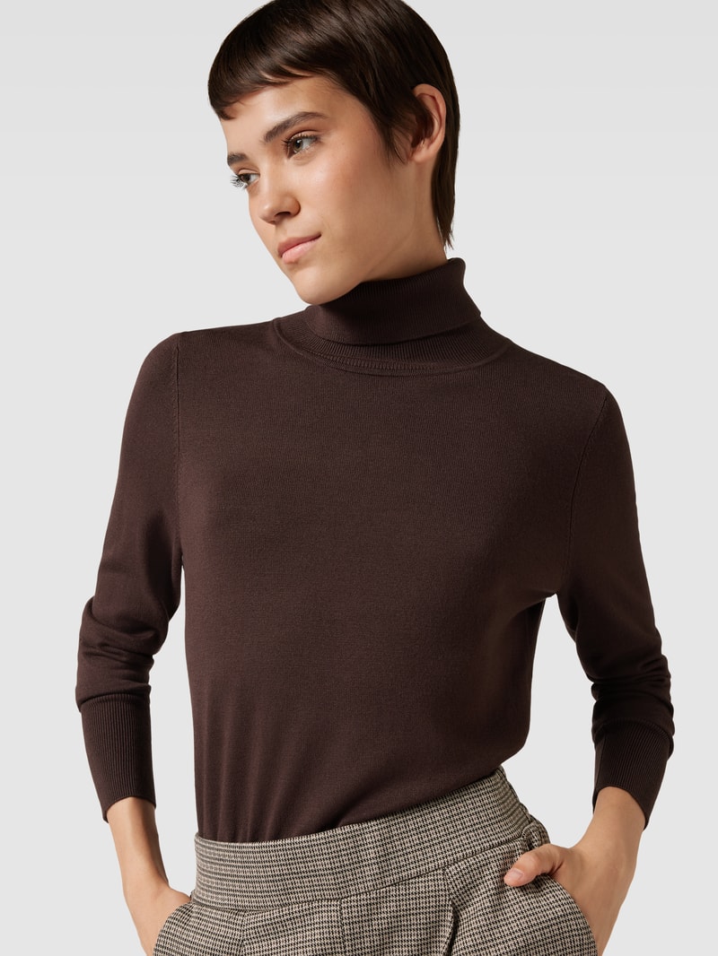 Longsleeve mit Rollkragen in dunkelbraun