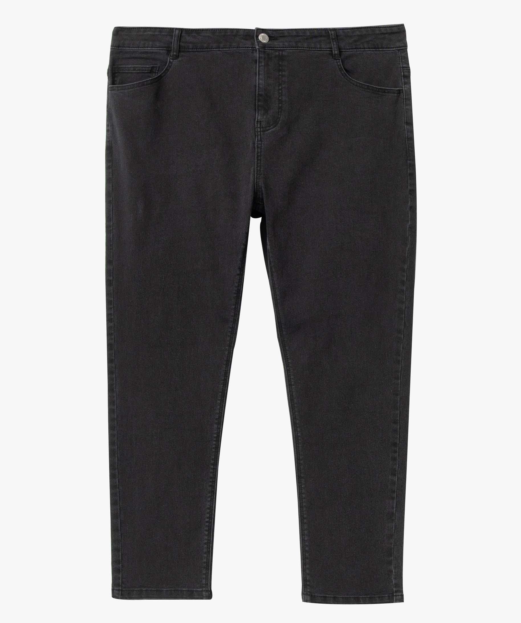 Pantacourt en jean femme grande taille en denim stretch noir | GEMO