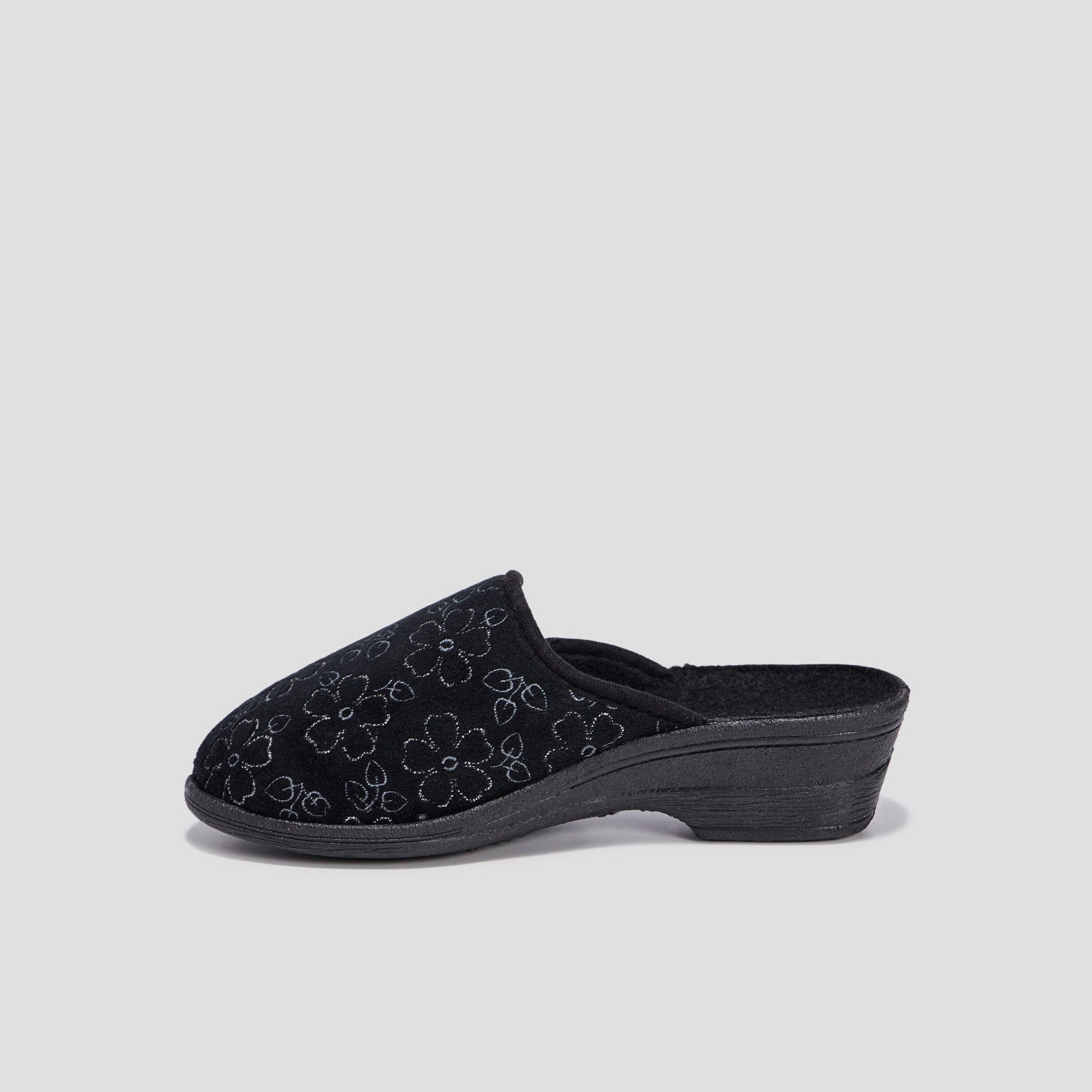 Chaussons mules compensés noir femme | La Halle
