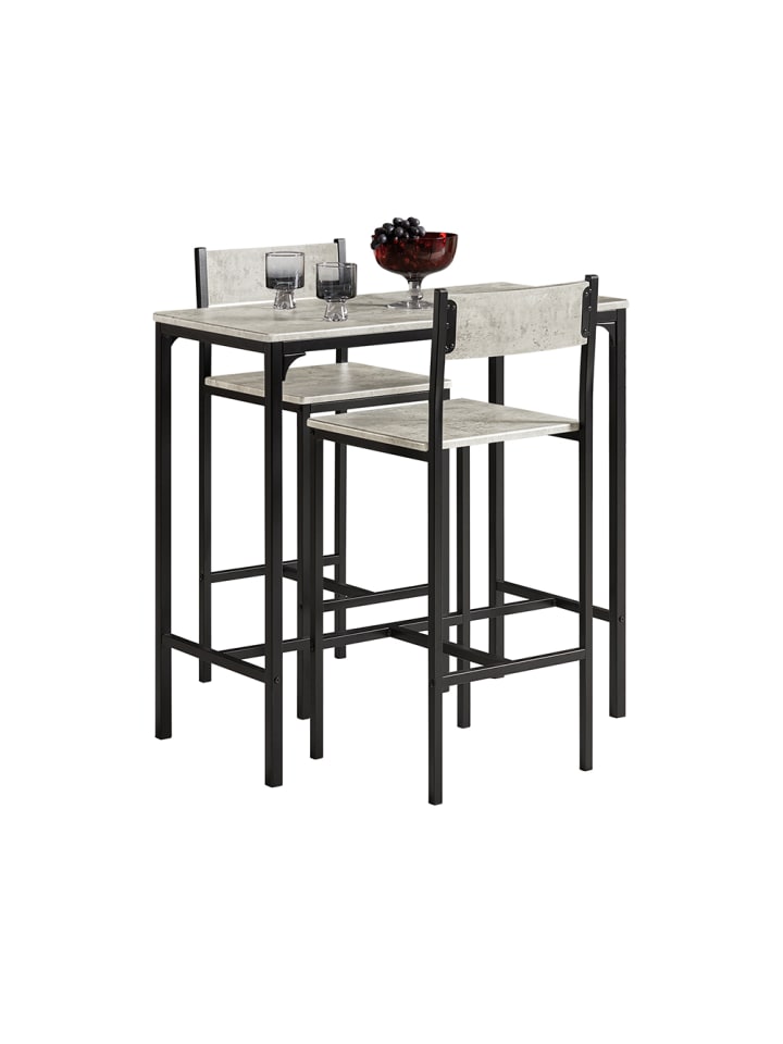 SoBuy Bartisch in Hellgrau und Schwarz - Tisch(B)89 x (H)87 x (T)45cm/Stuhl(B)38 x (H)95 x (T)40cm günstig kaufen onesize
