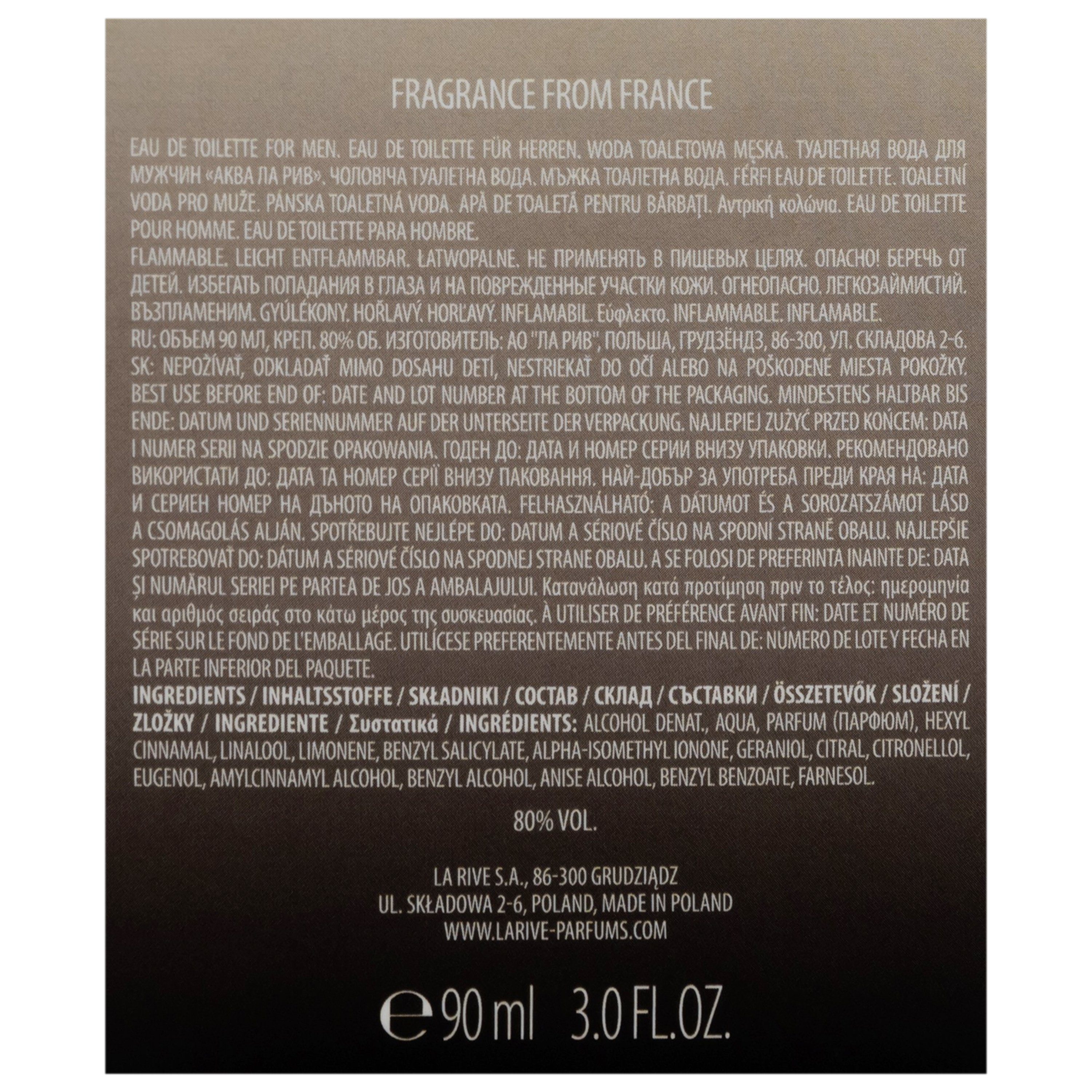 La Rive Eau de Toilette LA RIVE Aqua Man - Eau de Toilette - 90 ml