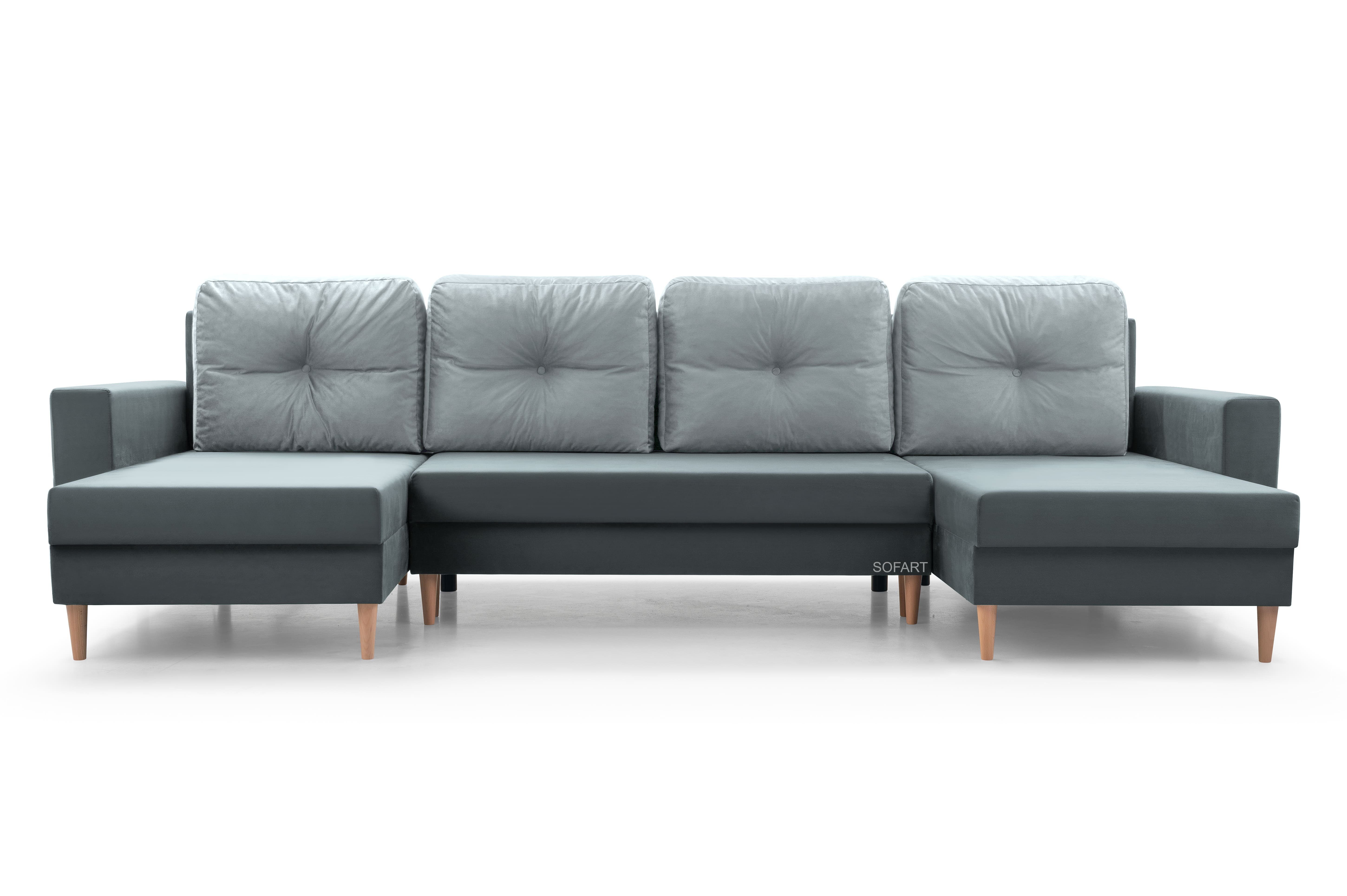 MOEBLO Wohnlandschaft Carl U, Ecksofa U-Form mit Schlaffunktion Eckcouch mit Bettkasten Sofa Couch Polsterecke U-Sofa - 300x137x84 cm, mit Bettkasten und Schlaffunktion