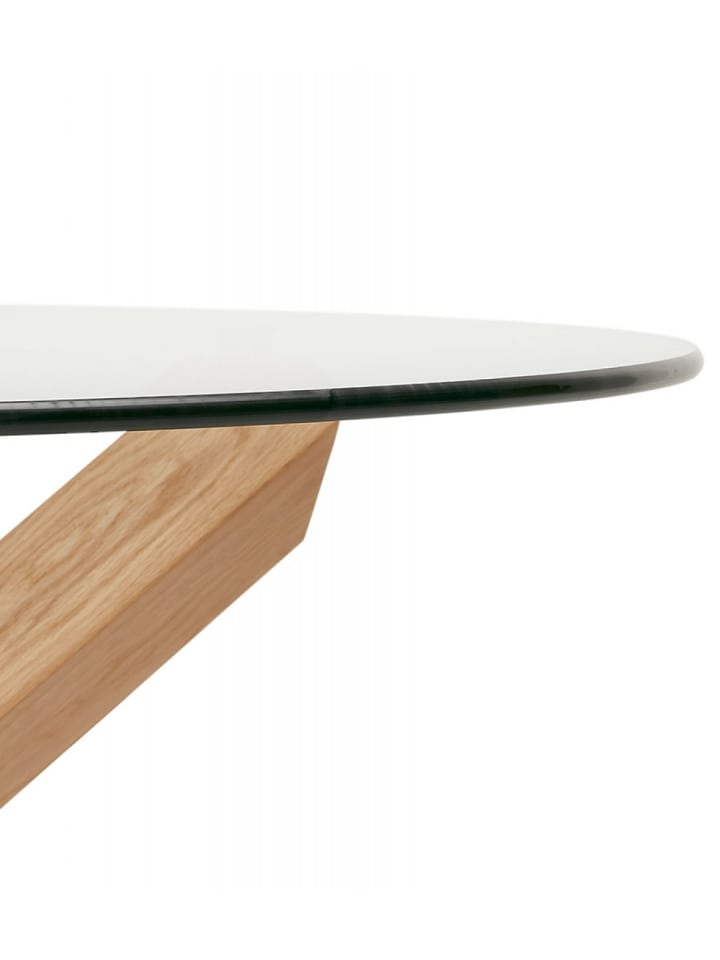 KADIMA DESIGN Runder Esstisch aus Glas und Eiche | Natürlicher Stil in Transparent-Beige günstig kaufen onesize