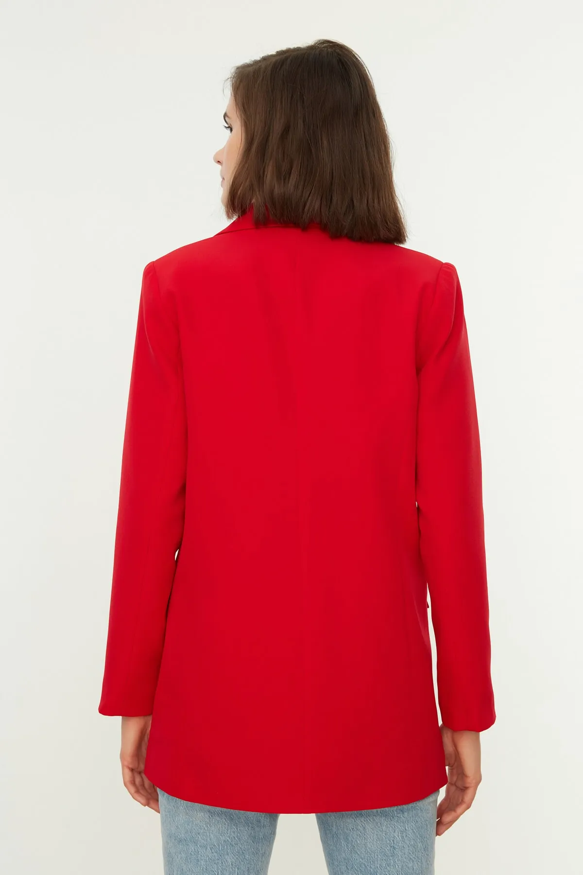 Trendyol Collection  Roter, normal gefütterter, zweireihiger, gewebter Blazer mit Verschluss TWOSS20CE0059