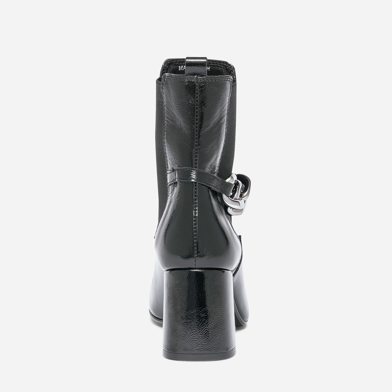 Chelsea boots noir verni éco-conçu avec chaîne