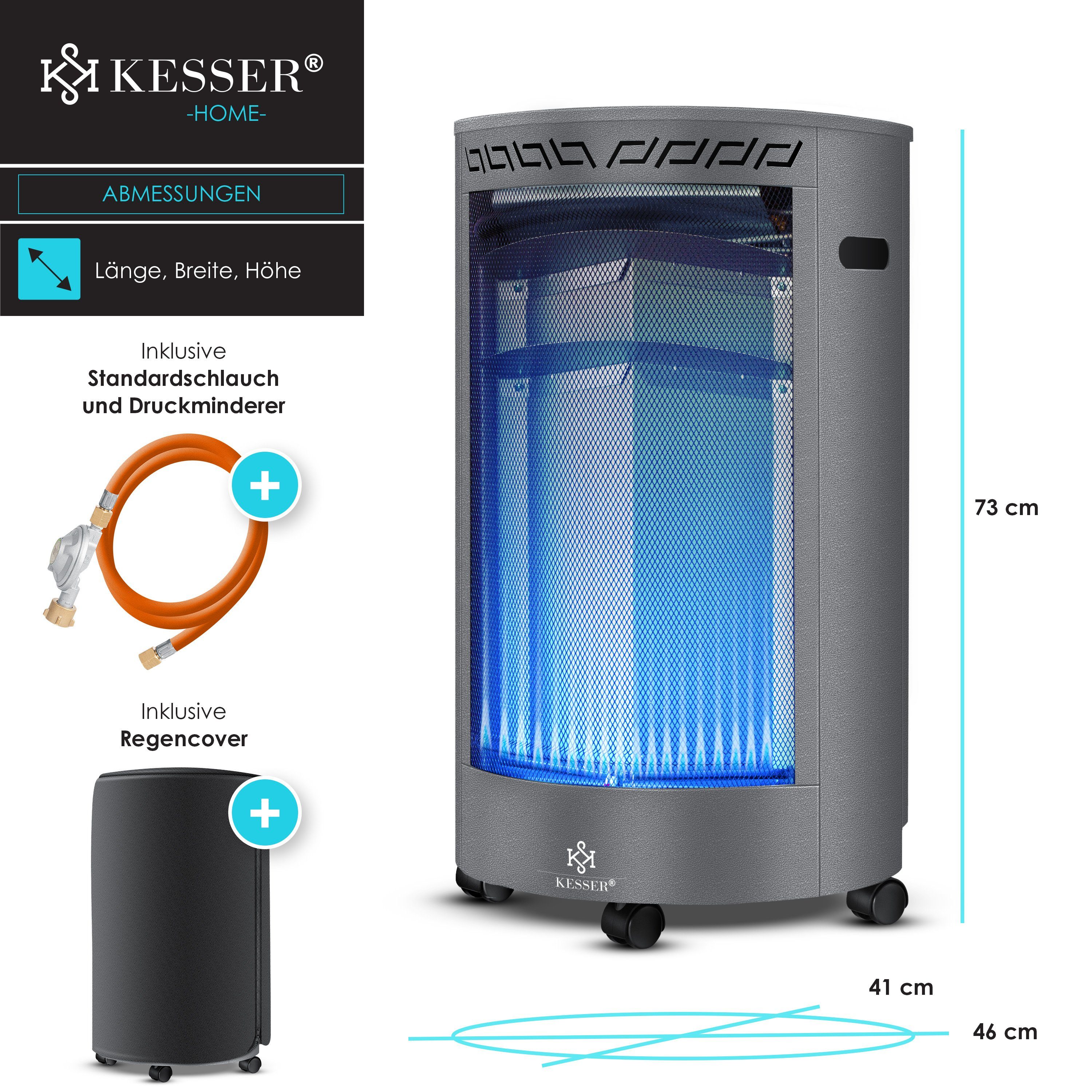 KESSER Wärmewelle, 4200 W, Gasheizer Keramik Gas Heizer 4200 Watt Heizstrahler + Gasdruckregler