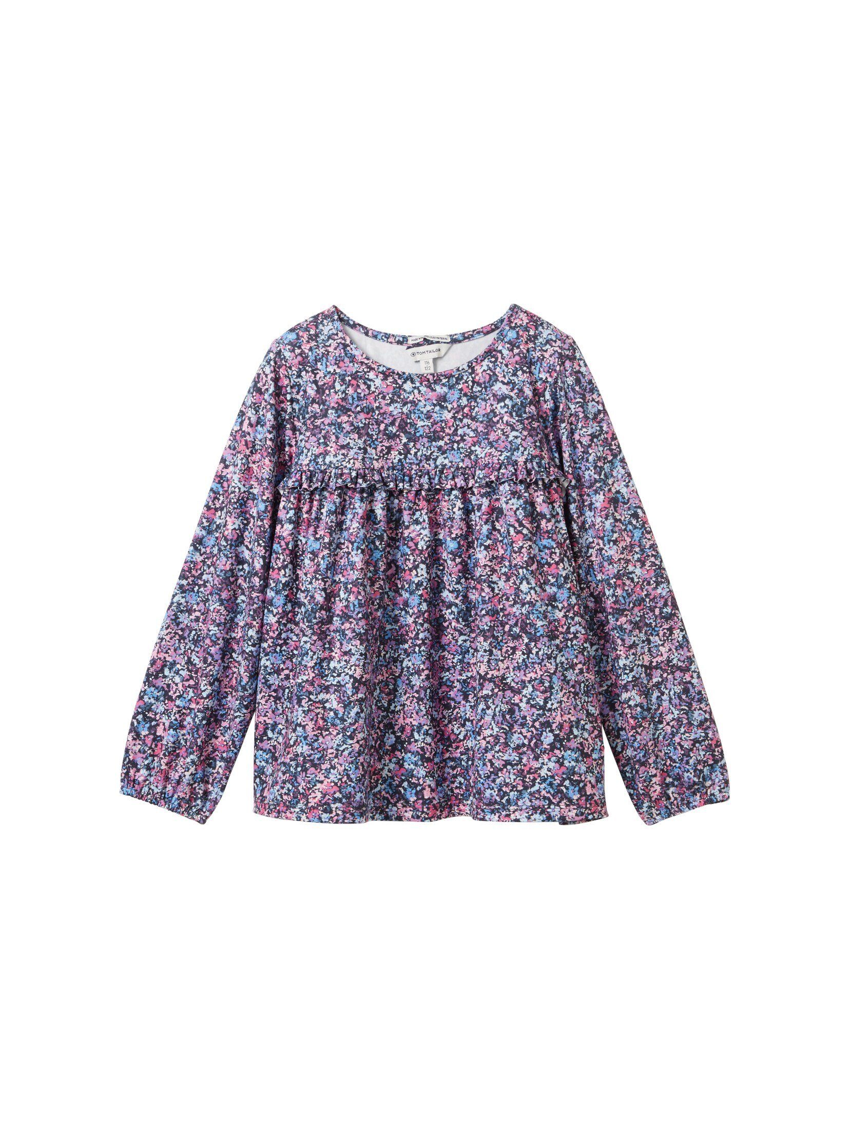 TOM TAILOR Carmenbluse Gemusterte Bluse mit recyceltem Polyester