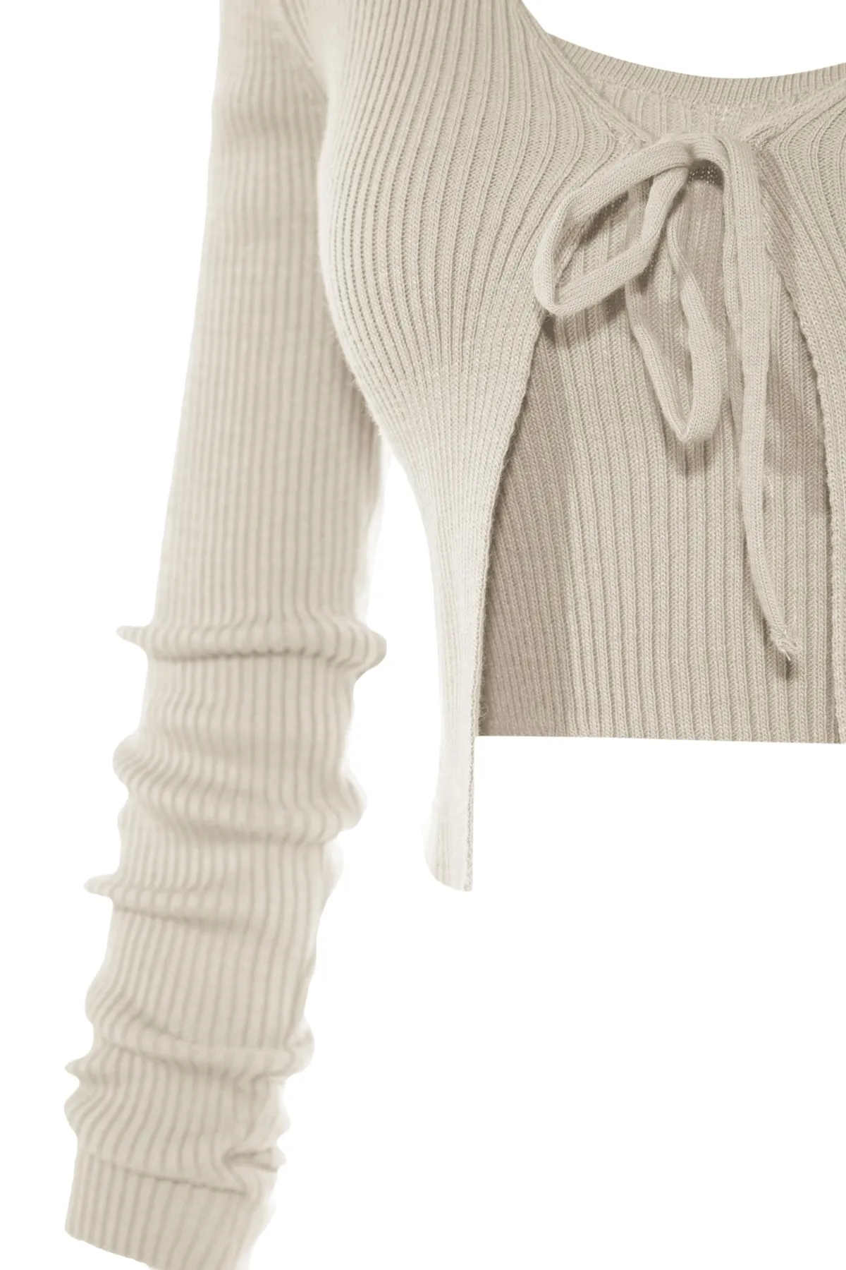 Trendyol Collection  Stone Crop Bluse-Cardigan Strickset mit Schnürung TWOSS21HI0002