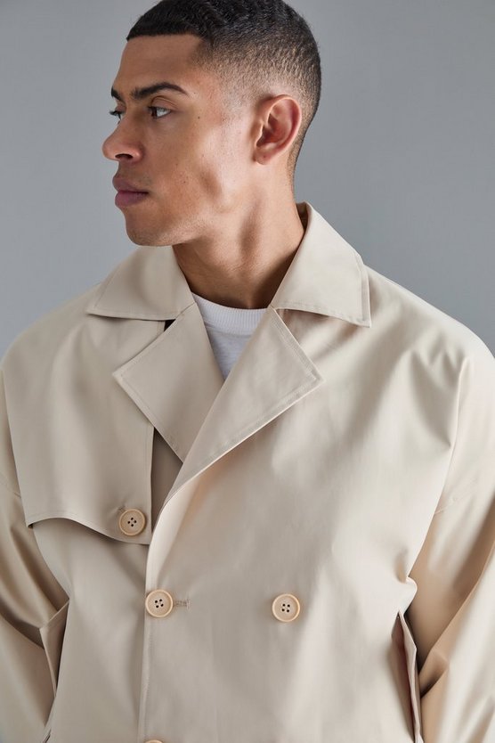 Kurzer zweireihiger Trenchcoat