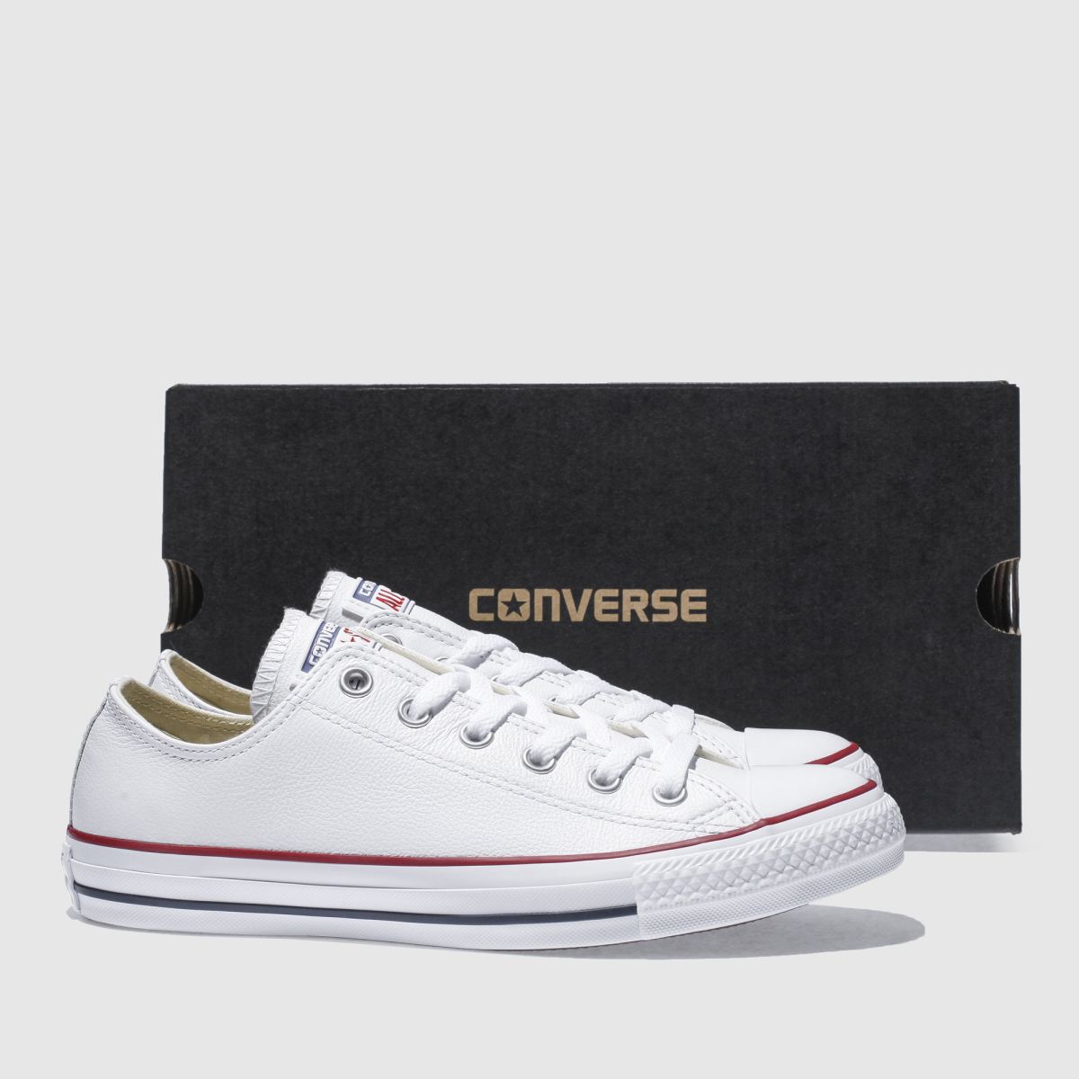 Converse – All Star – Vita sneakers med oxmönster