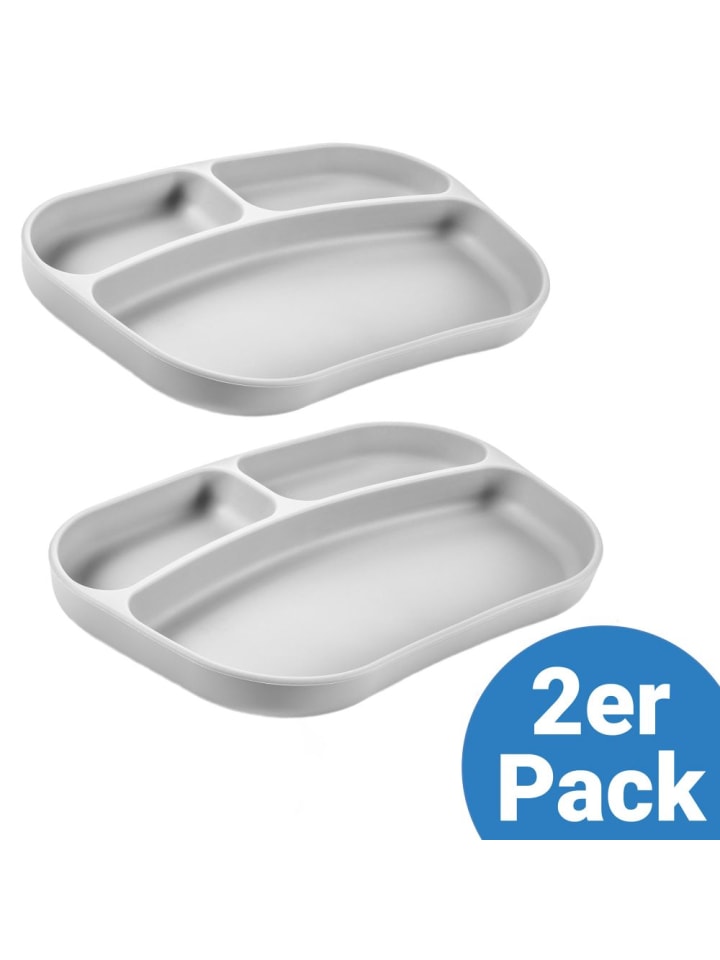 MiaMia Esslern-Teller aus Silikon 2er Pack - Grau in grau günstig kaufen onesize