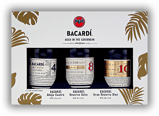 Bacardi Premium Discovery Pack Cuatro, Ocho, Diez 3x0,10 Liter Bacardi Premium Discovery Pack Cuatro, Ocho, Diez 3x0,10 Liter  0,3	 Liter - Vol 40%