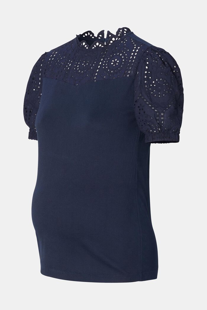 Baumwoll-T-Shirt mit Details aus Lochspitze