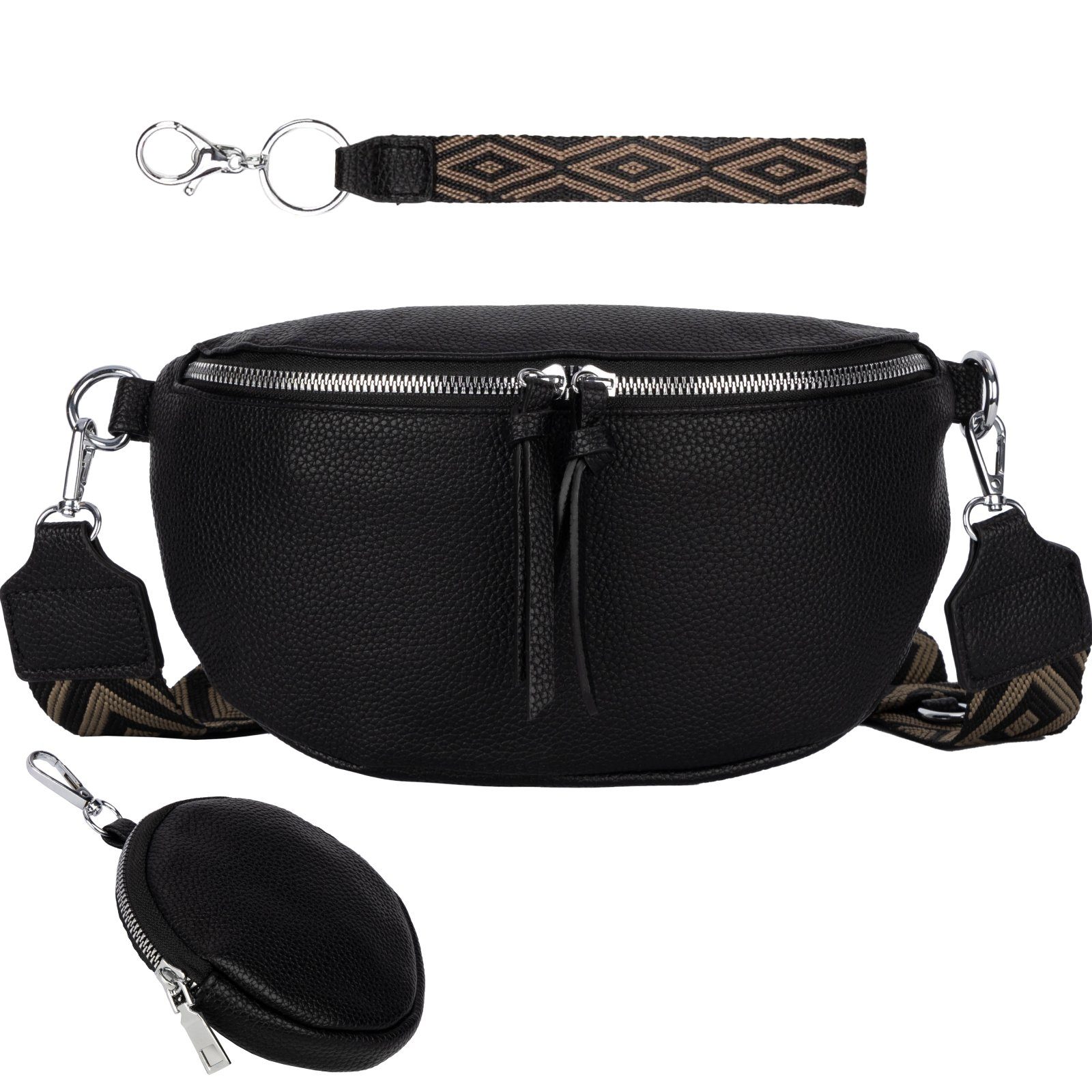 EAAKIE Gürteltasche Bauchtasche Umhängetasche Crossbody-Bag Hüfttasche Kunstleder Italy-D, als Schultertasche, CrossOver, Umhängetasche tragbar