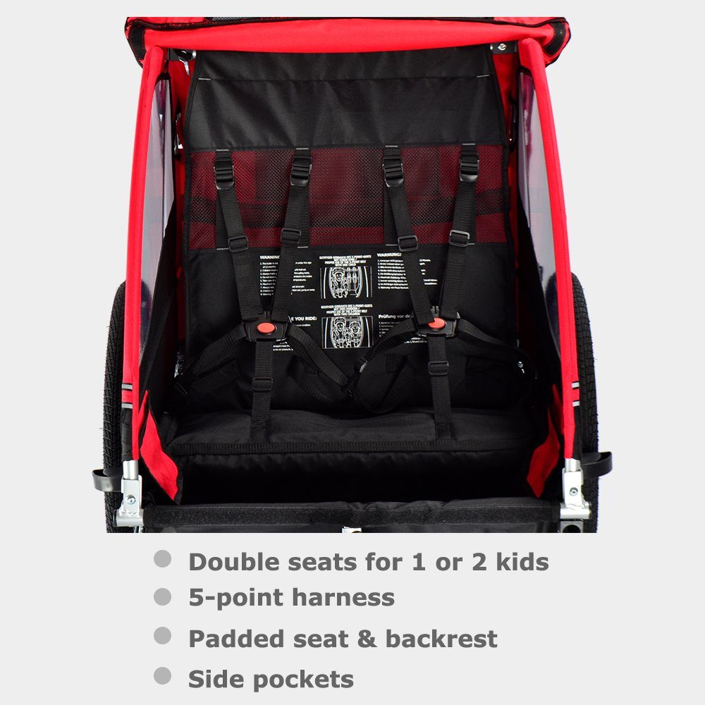 TIGGO Fahrradkinderanhänger TIGGO VS Kinderfahrradanhänger 2 in 1 Kinderanhänger Fahrradanhänger Anhänger mit Jogger Set, für 1-2 Kinder geeignet