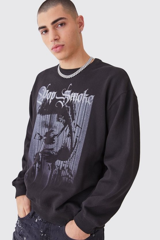 Oversize Sweatshirt mit lizenziertem Pop Smoke Print