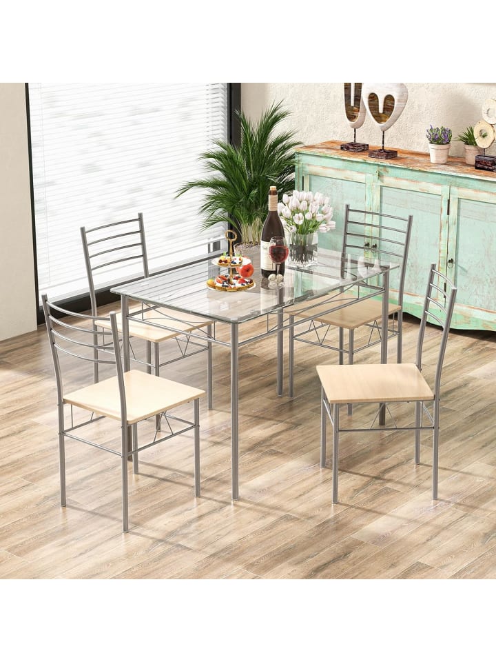 COSTWAY 5 tlg. Set Esstisch in Beige günstig kaufen onesize