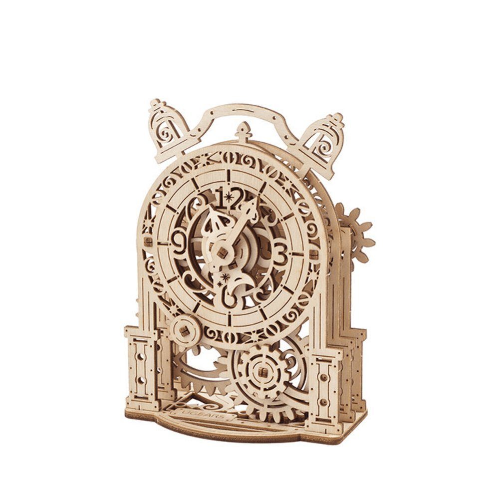 UGEARS 3D-Puzzle Mechanischer Modellbausatz Vintage-Wecker 3D Puzzle, 43 Puzzleteile, Holzbausatz zum Selberbauen