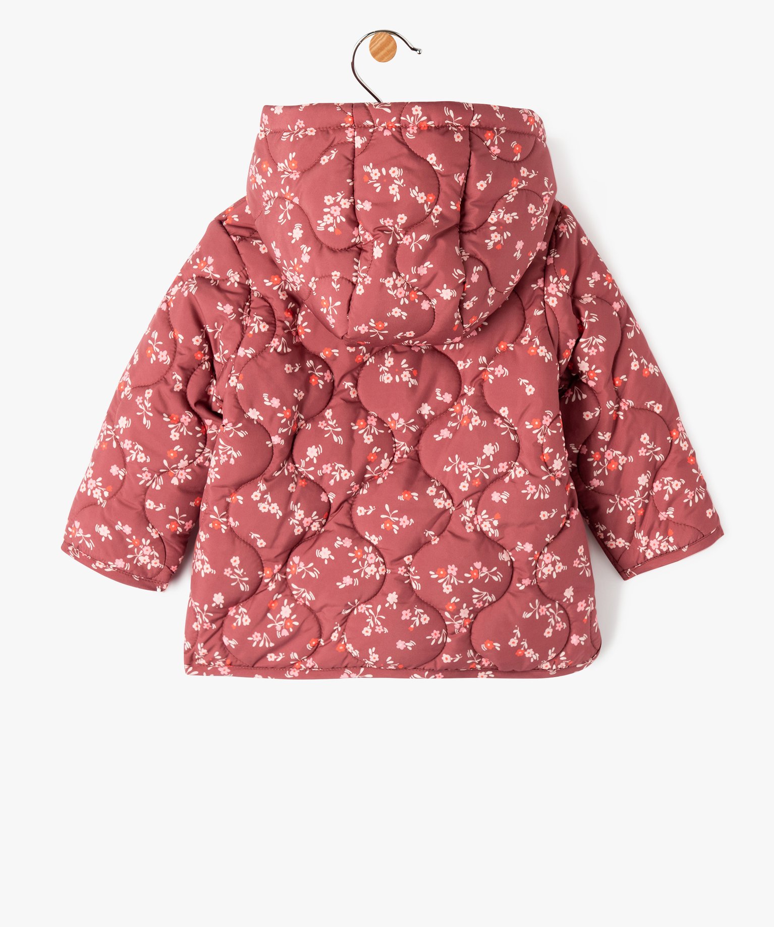 Blouson bébé fille matelassé à capuche rose fonce | GEMO