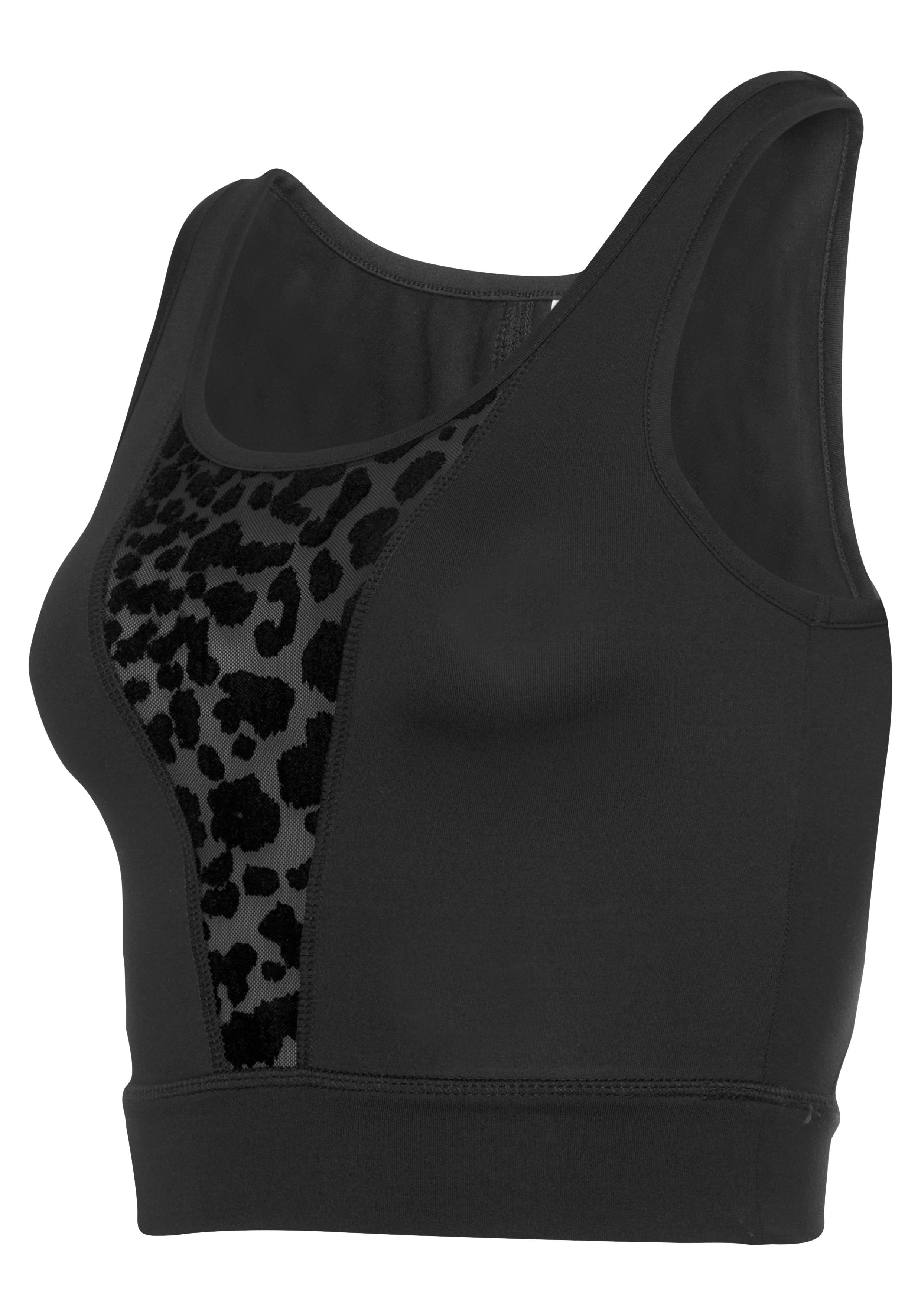 LASCANA ACTIVE Funktionsshirt mit Mesh-Einsatz und Leo Muster