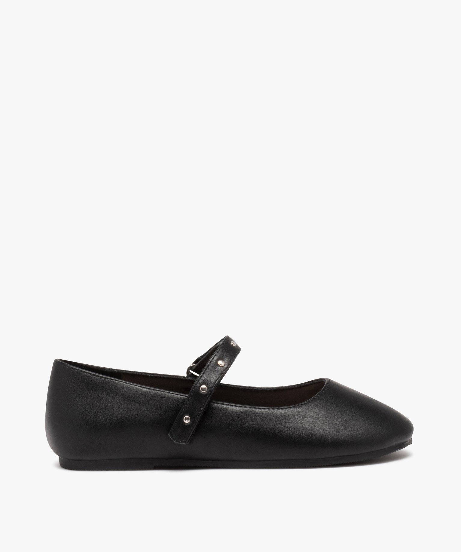 Ballerines fille unies à bride scratch cloutée noir | GEMO