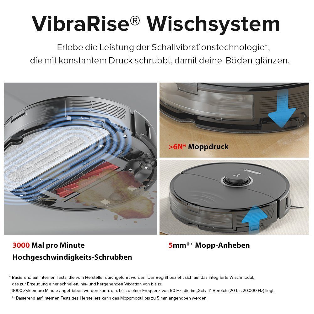 Roborock Saugroboter S8 mit 2pcs Mop, 69,00 W, 6000Pa, DuoRoller-Bürste, VibraRise Wischen, 3D-Mapping, Reactive 3D-Hindernisumgehung, Upgrade von Roborock S7, S7 MaxV Ultra