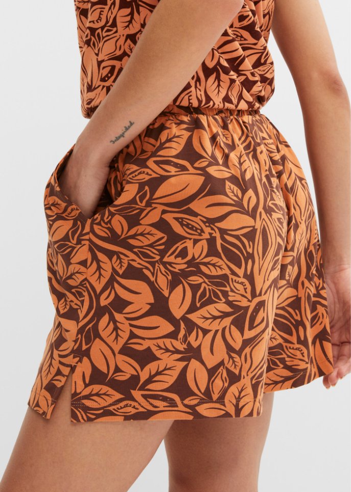 Bedruckte Jersey-Shorts mit Taschen und Bequembund