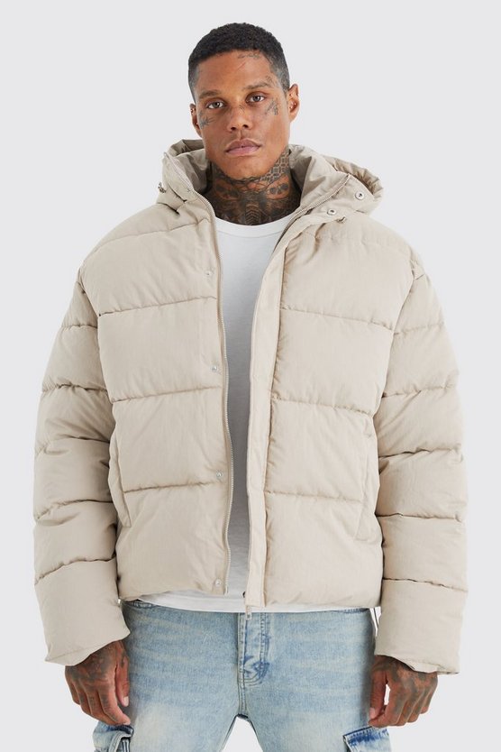 Kastige Nylon-Steppjacke in Knitteroptik