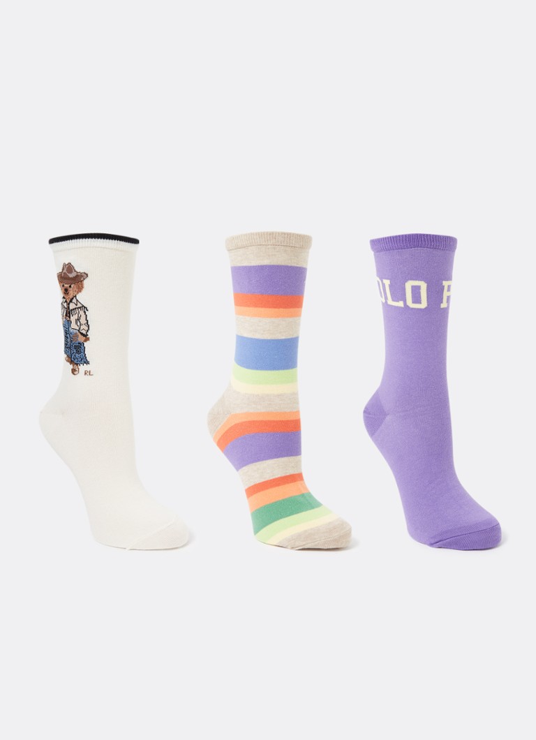 Ralph Lauren kojinės su logotipo spauda, 3 vnt. pakuotėje