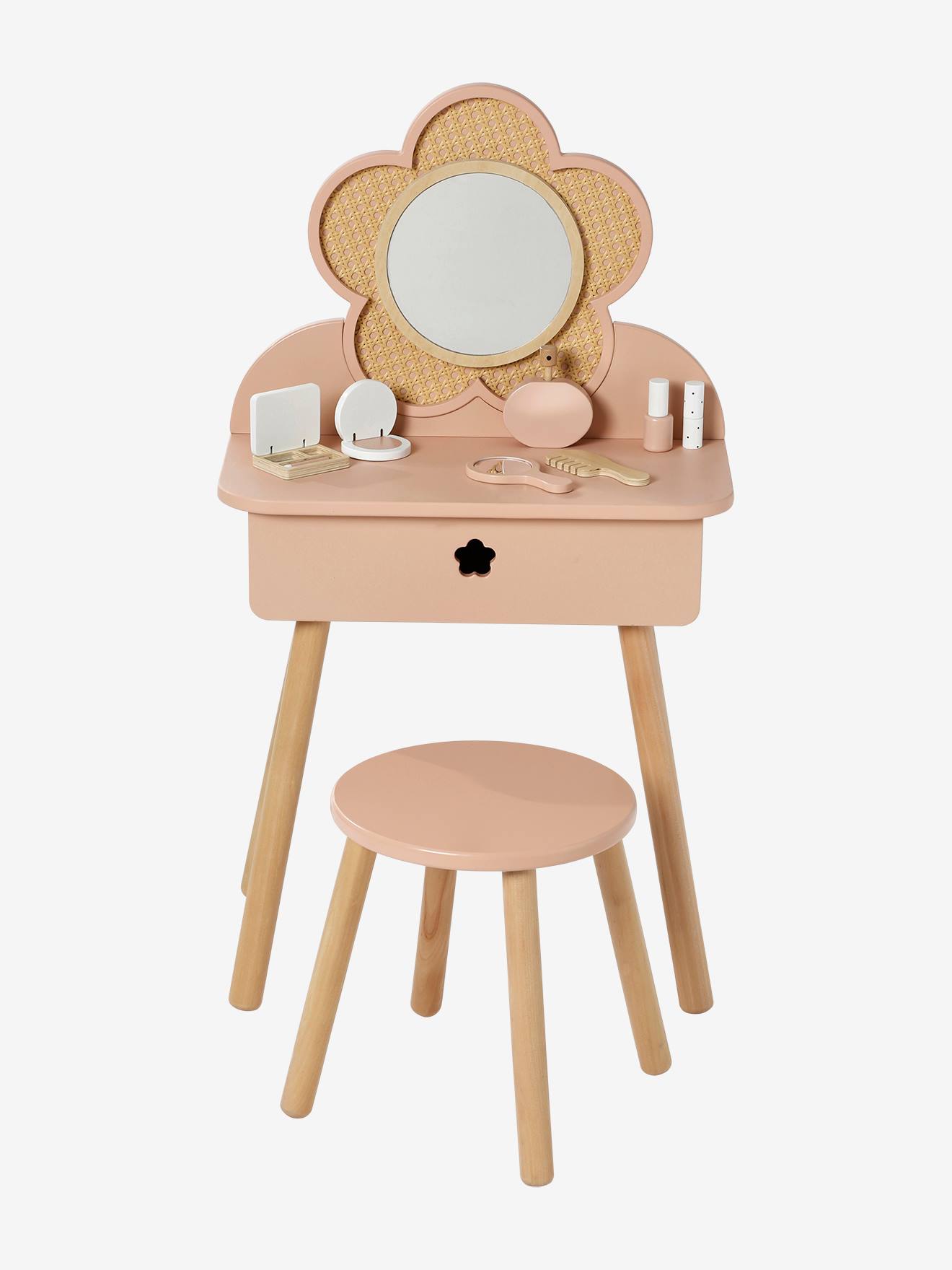 Vertbaudet Kinder Schminktisch mit Zubehör, Holz FSC - rosa
