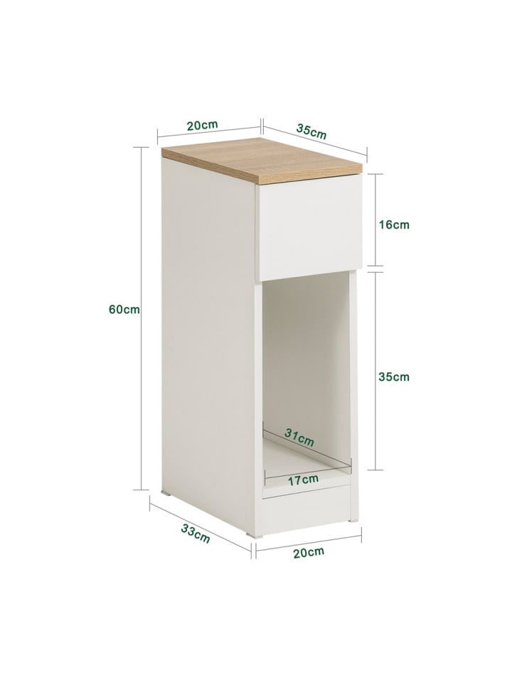 SoBuy Nachttisch in Weiß und Natur - (B)20 x (H)60 x (T)35cm günstig kaufen onesize