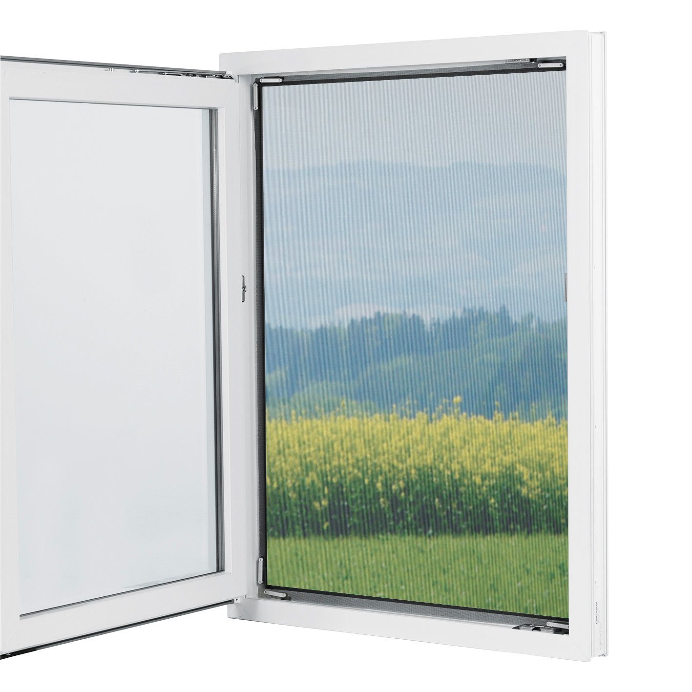 Insektenschutzplissee Fliegengitter Fenster inkl. Pollenschutz 150x130cm zuschneidbar, EASYmaxx, Magnetbefestigung, magnetisch, Moskitonetz