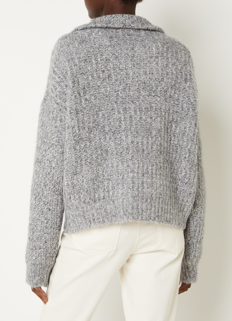 ba&sh Baltain chunky knitted sweater in alpaca wool blend with half zipper