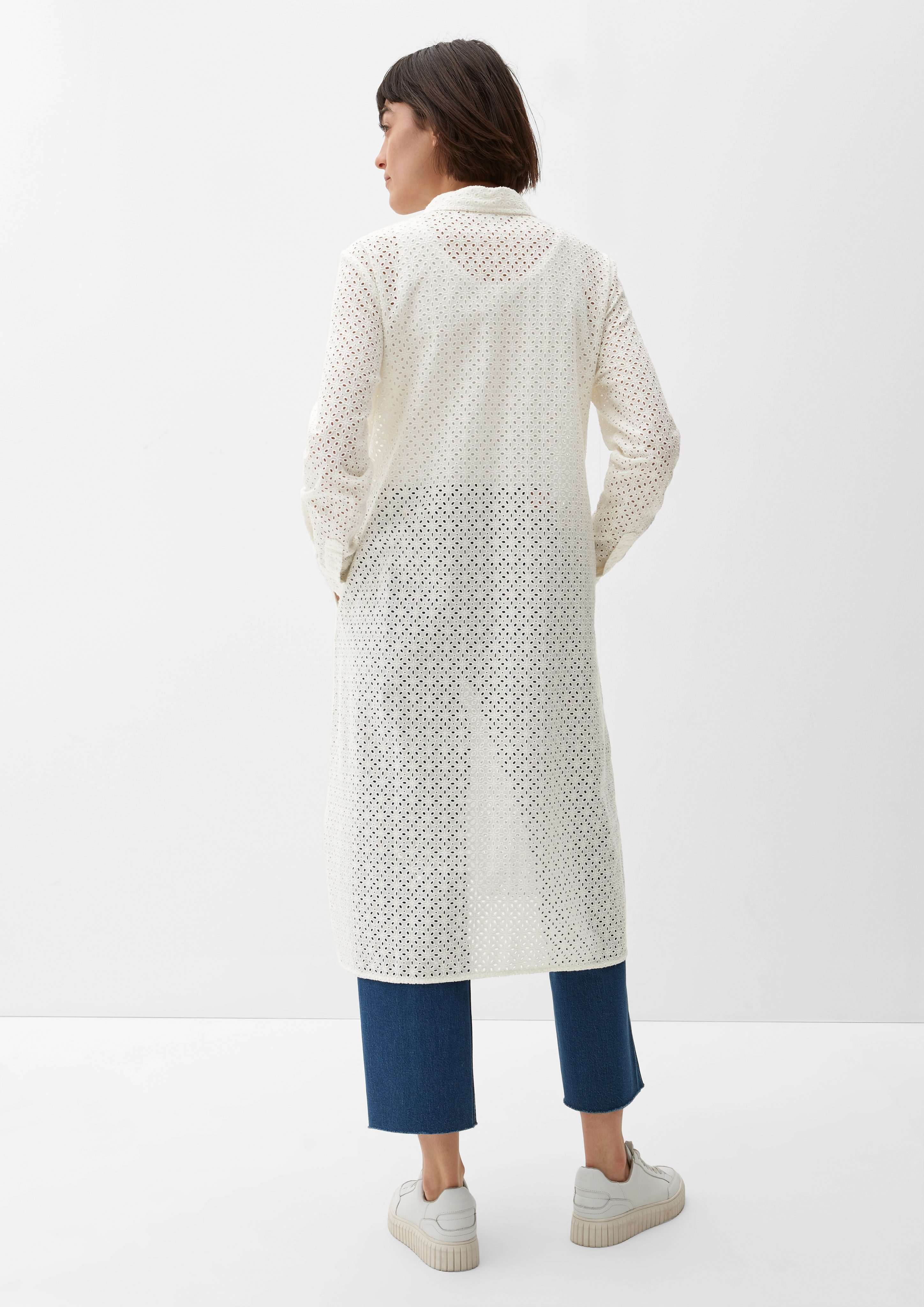 s.Oliver Langarmbluse Longbluse aus Broderie Anglaise
