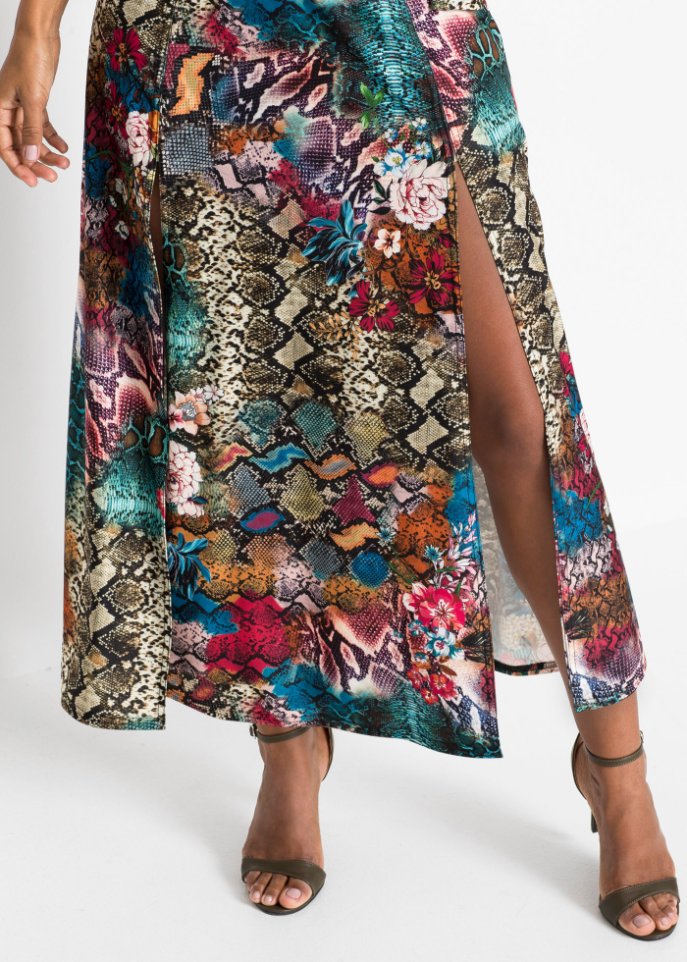 Langes Kleid mit raffiniertem Druck