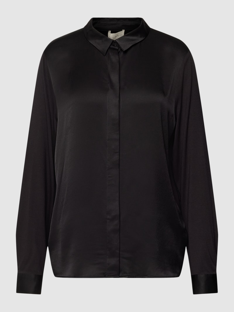 Hemdbluse aus Viskose in schwarz