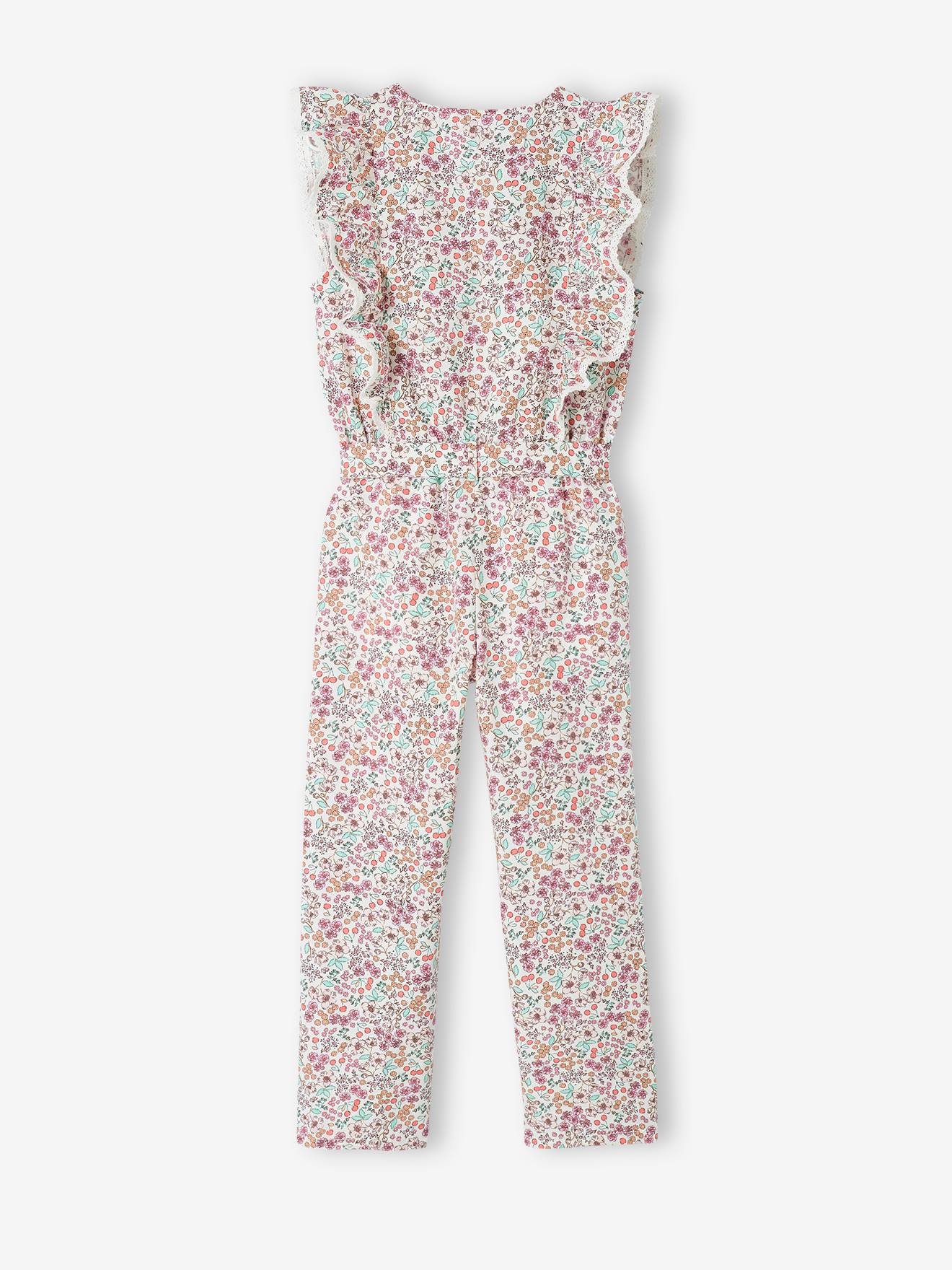 Vertbaudet Mädchen Jumpsuit mit Volants Oeko-Tex - wollweiß