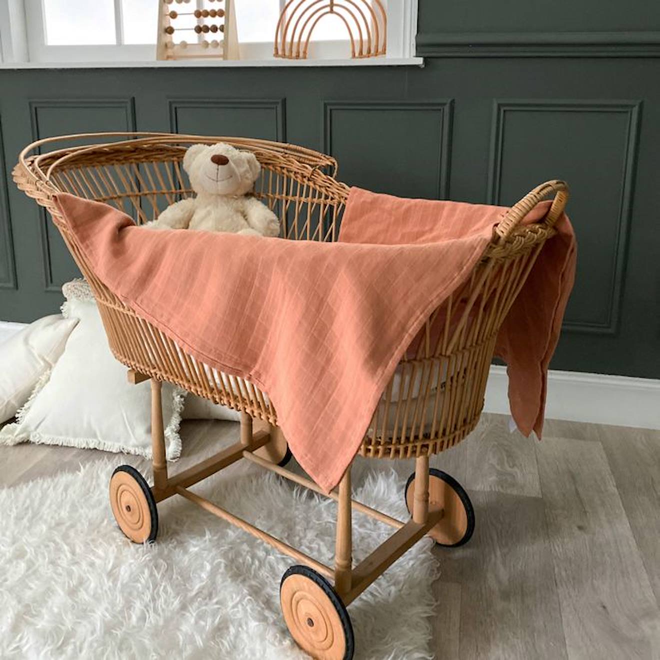 Maxi-lange en coton bio* uni Terracotta orange