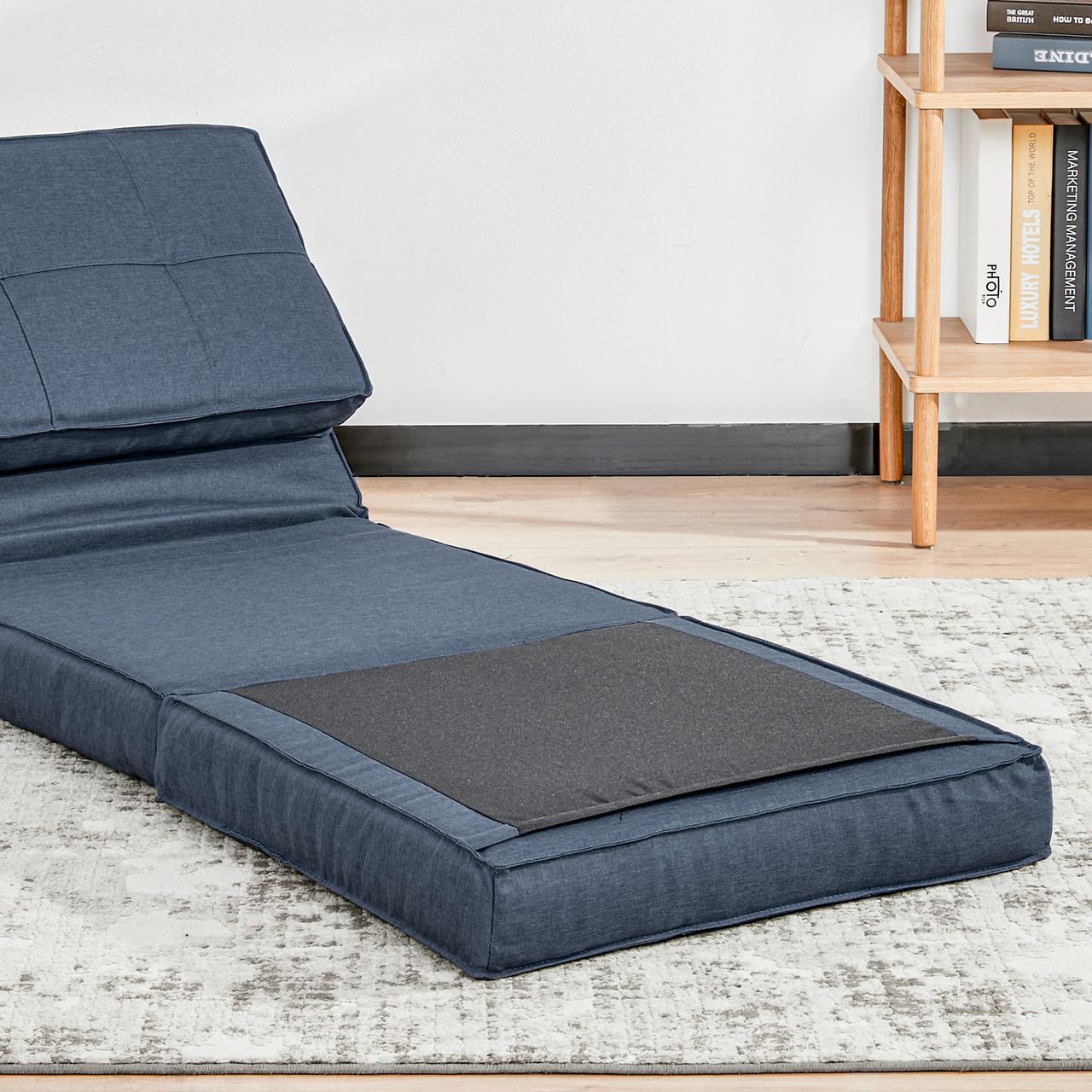 HOMCOM Bodensofa klappbar Schlafsessel Bodenstuhl 5-stuhfig verstellbar Klappsessel Schlafsofa Sofabett Einzelsofa Dunkelblau 61 x 73 x 58 cm
