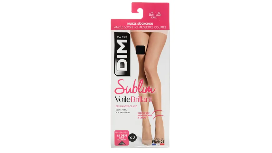 DIM Damen Söckchen Sublim 15 DEN 2er Pack noir