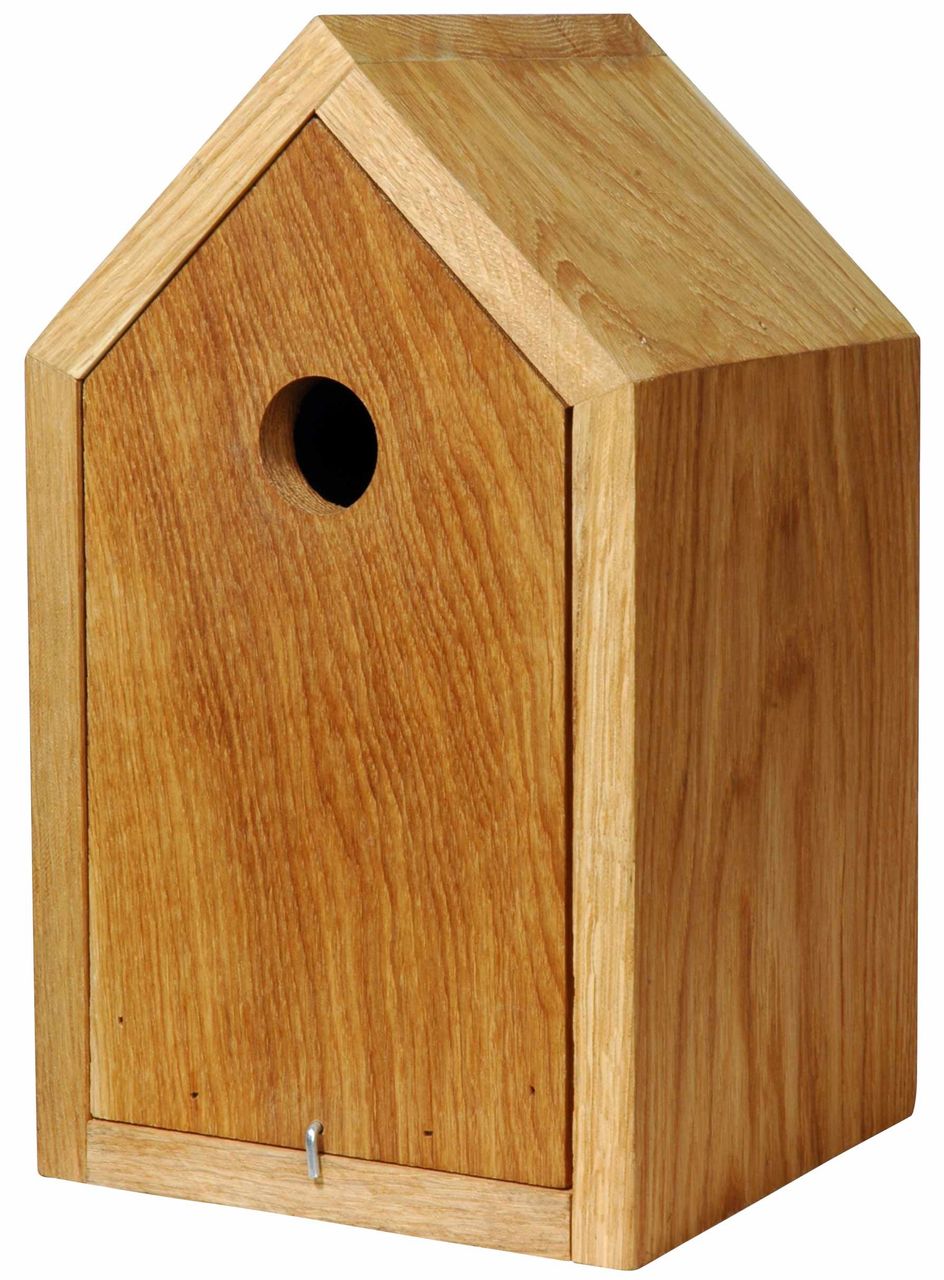 Luxus-Vogelhaus Design-Nistkasten, Eiche geölt, mit Spitzdach