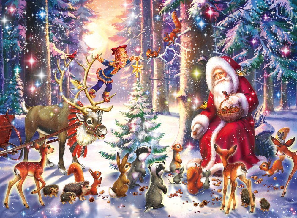 Ravensburger Puzzle 100 Teile Kinder Puzzle XXL Weihnachten Waldweihnacht 12937, 100 Puzzleteile