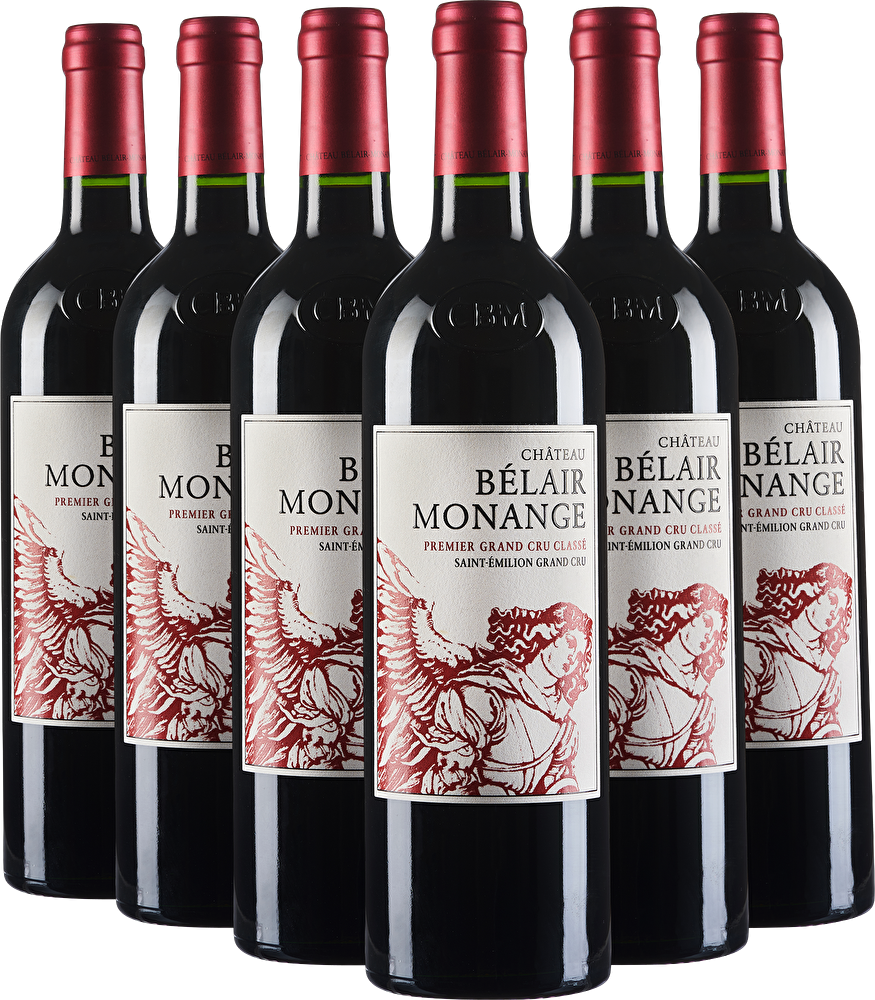 Château Bélair Monange 6 Flaschen Château Belair Monange 1er Grand Cru Classé B 2022 in Holzkiste