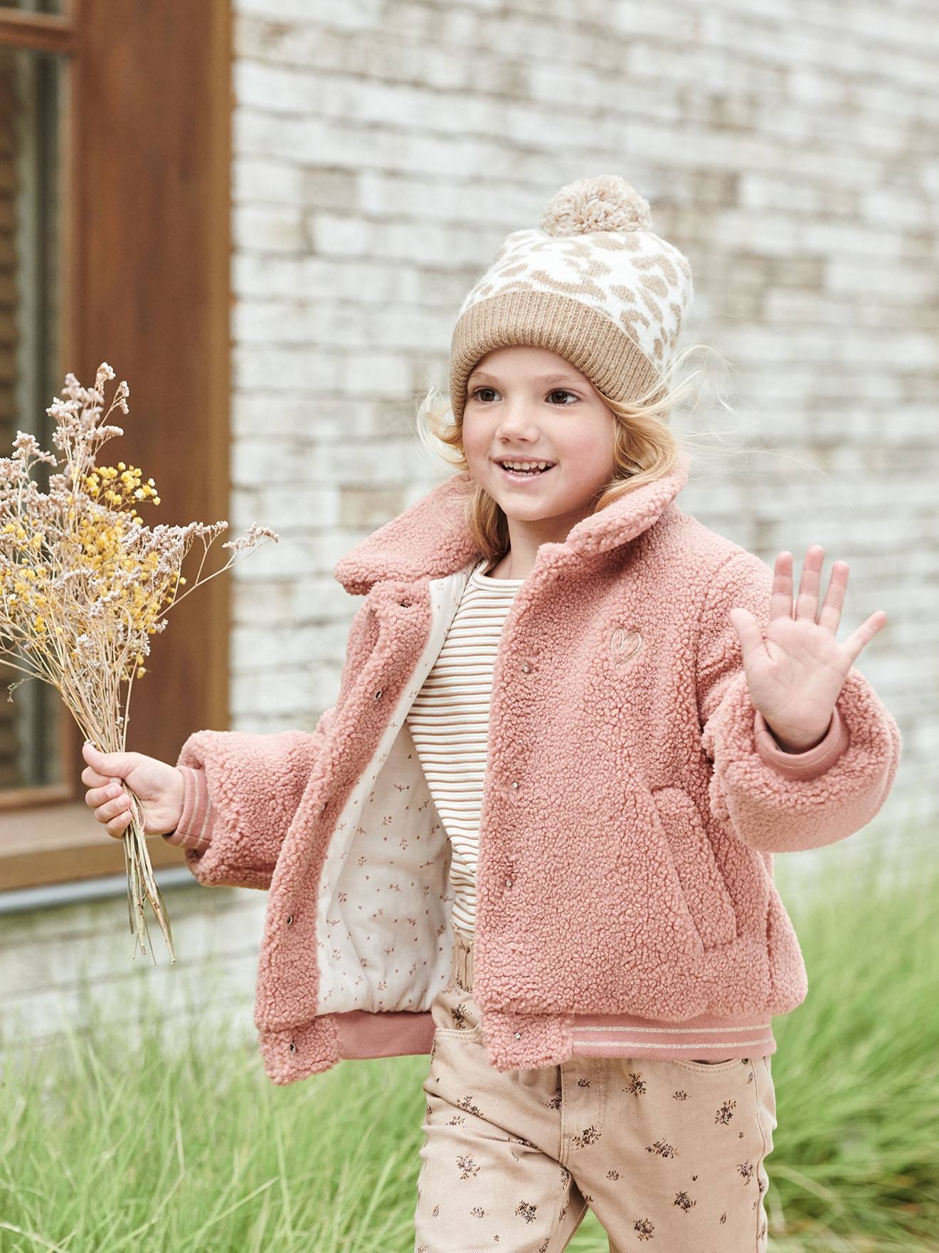 Blouson douillet style teddy en sherpa fille blush