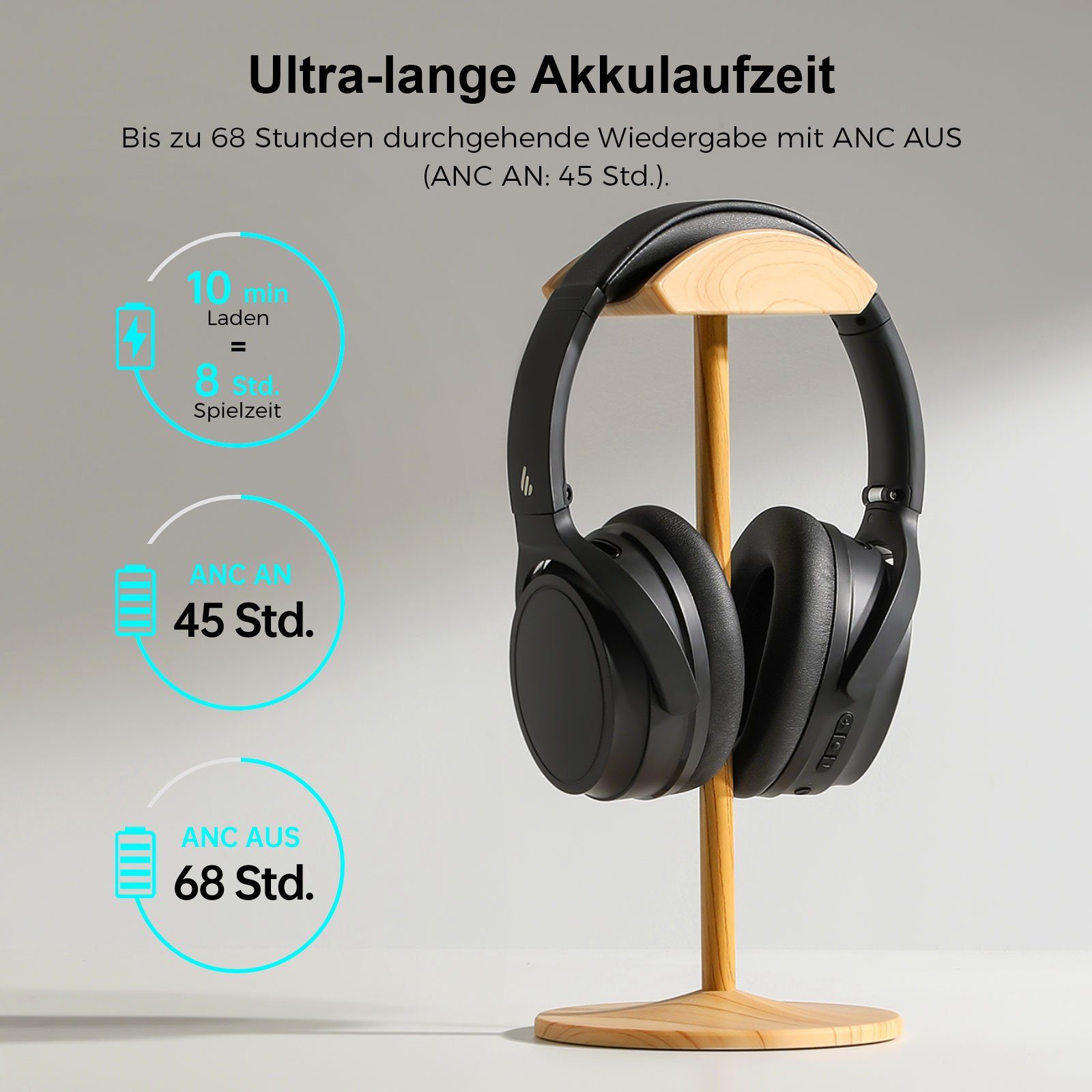Edifier® WH700NB Kabellose aktive Geräuschunterdrückung Over-Ear-Kopfhörer (Aktiver Geräuschunterdrückung, Bluetooth 5.3, Doppelgeräte-Verbindung)