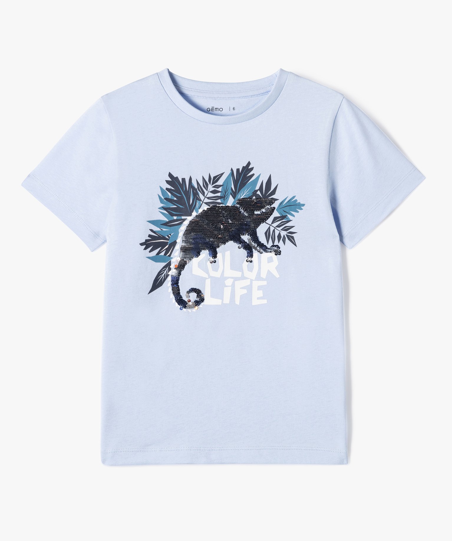 Tee-shirt Garçon avec motif en sequins réversibles bleu | GEMO