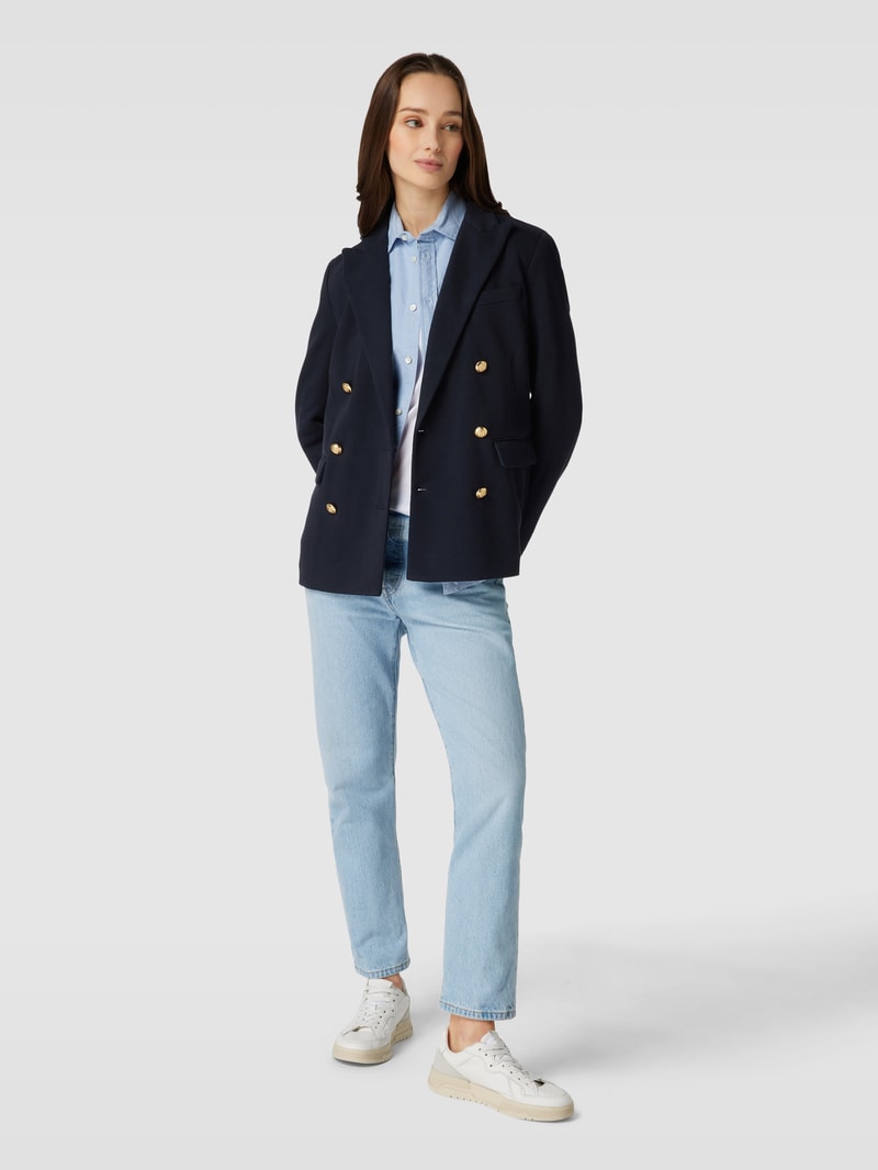 Blazer mit aufgesetzten Pattentaschen in marineblau