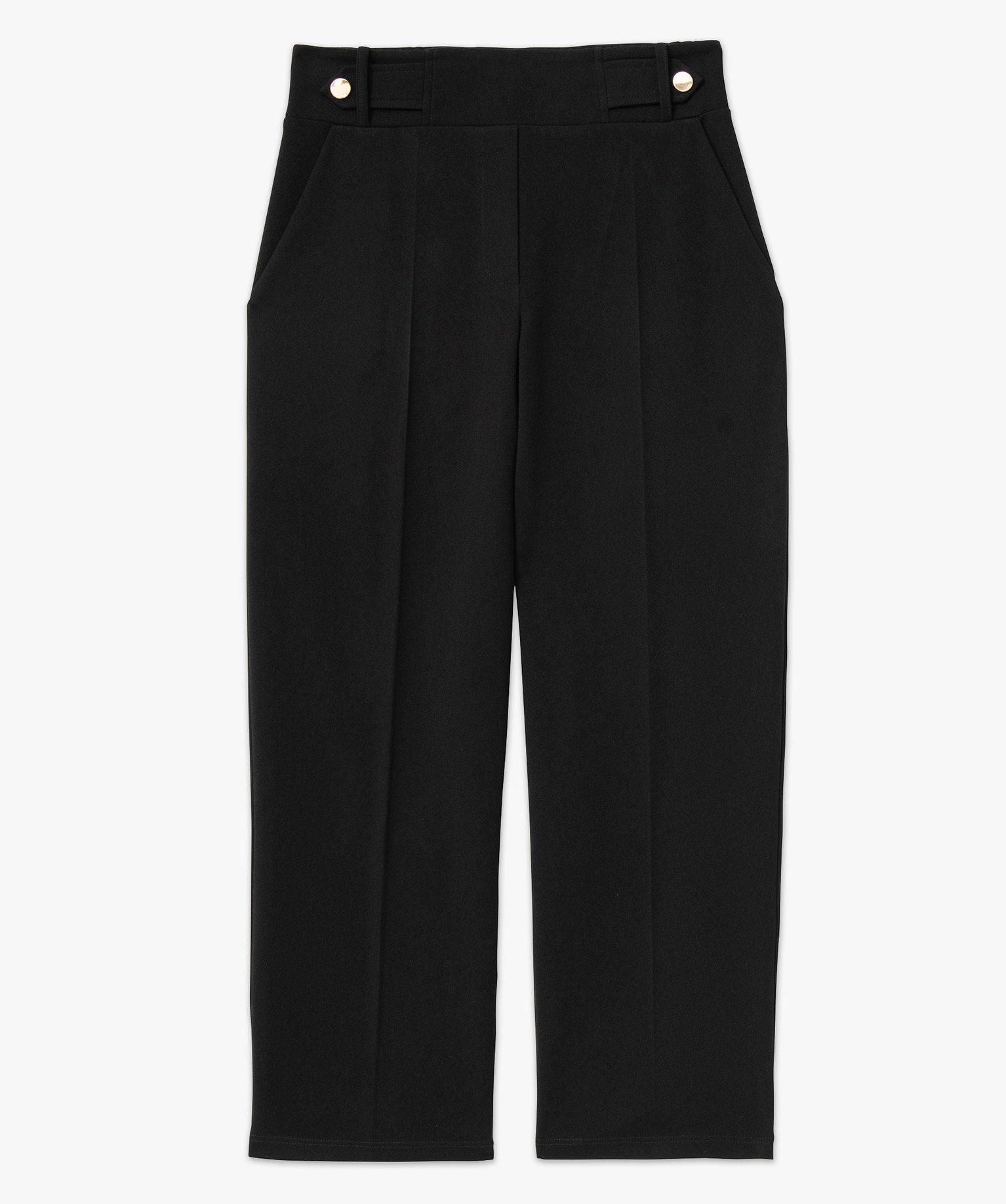 Pantalon 7/8ème à plis en maille fluide femme noir | GEMO