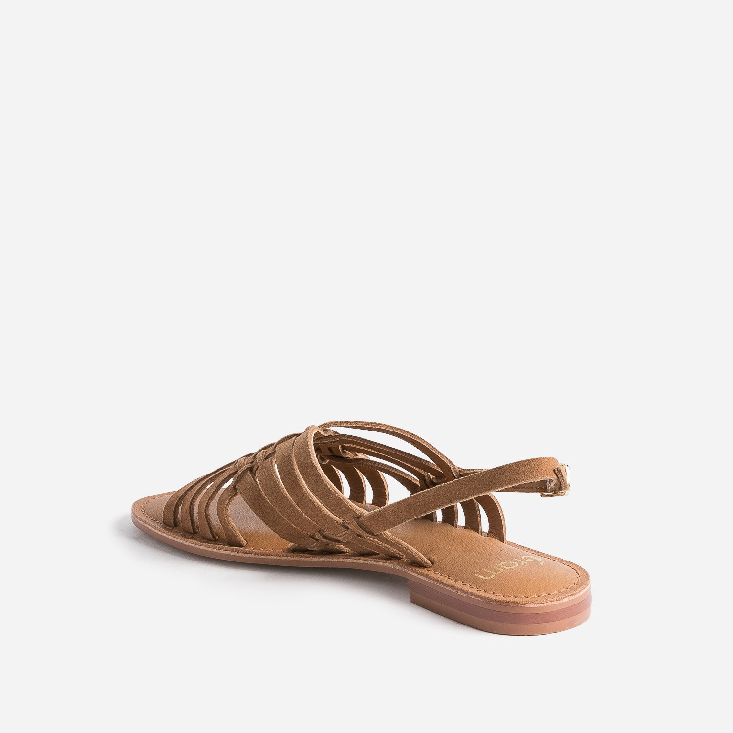 Sandale marron en cuir velours tressé