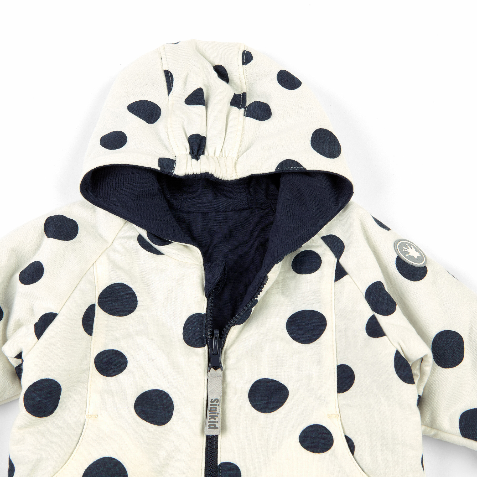 Wattierte Baby Wendejacke Tupfen Pony, dunkelblau oder w